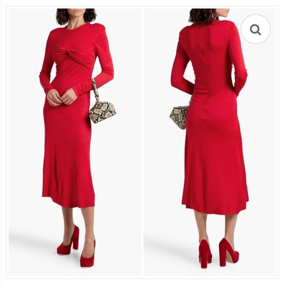 ❤️‍🔥FARM rio twisted cup midi long sleeve dress in RED XS nwt